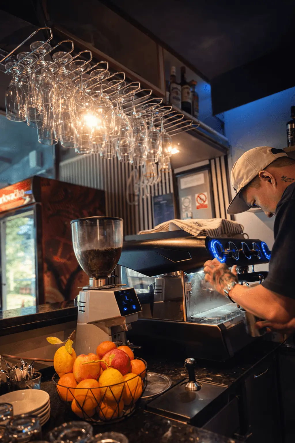 Barista at work in cozy café