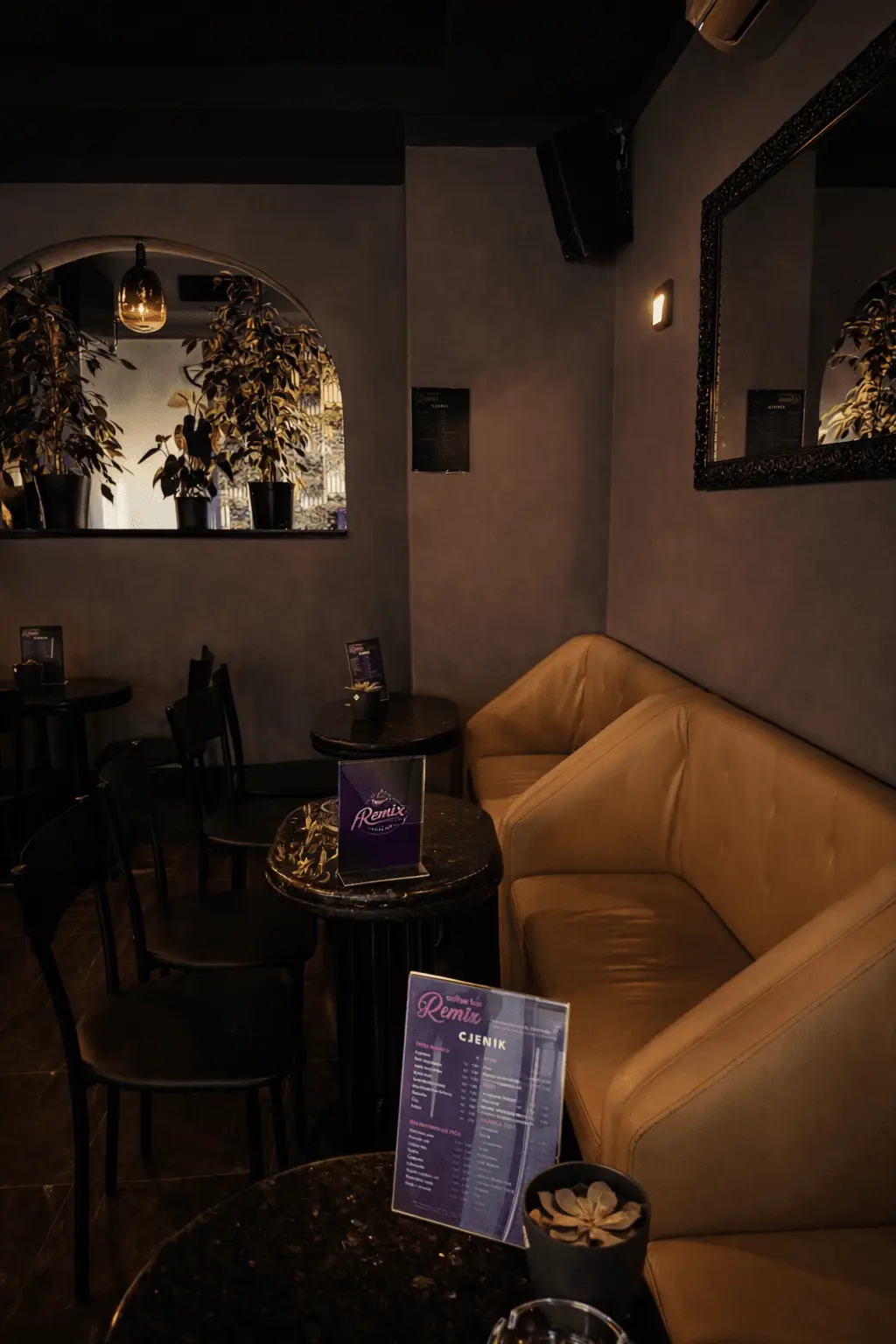 Café lounge with moody ambiance